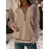  Women's Long Sleeve Knit Top Casual Quarter Zip Textured Sweater Pullover For Daily Wear