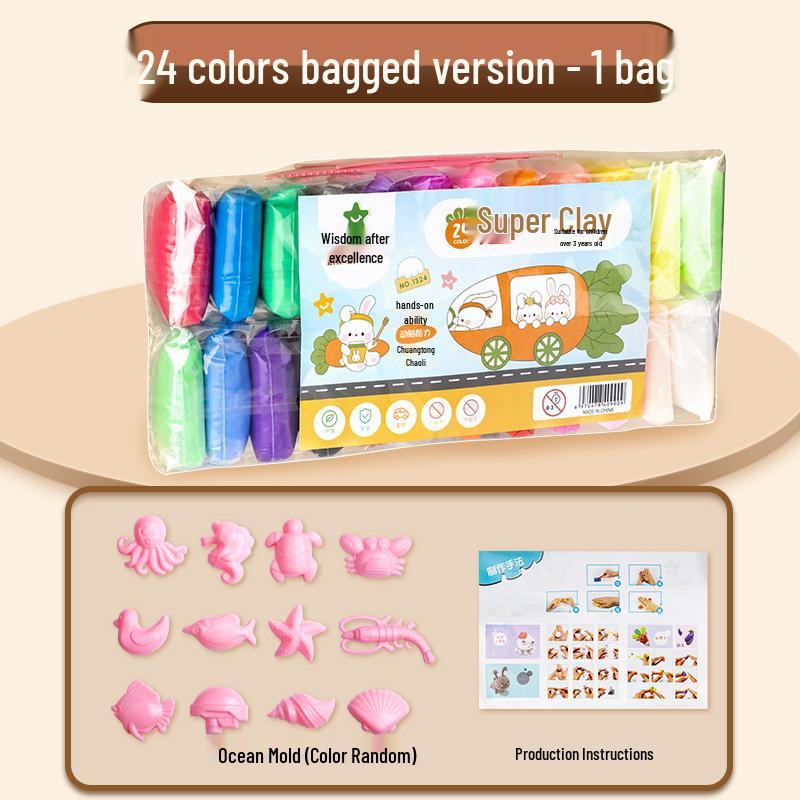 24-Color Clay Set: 12 Playdough & 36 Tools for Kindergarten & Primary Students