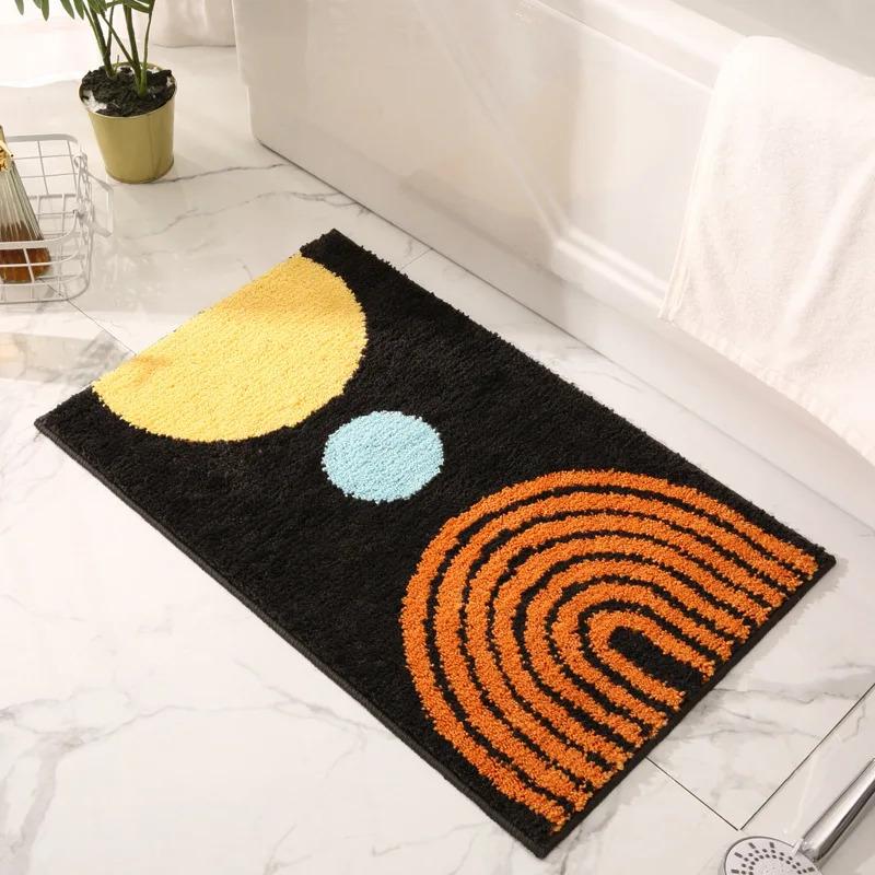 VIKAMA Modern Abstract Art Bath Mat, Soft Fluffy & Non-Slip, Ultra-Absorbent Quick Dry Shower Mat for Luxury Bathroom & Vanity
