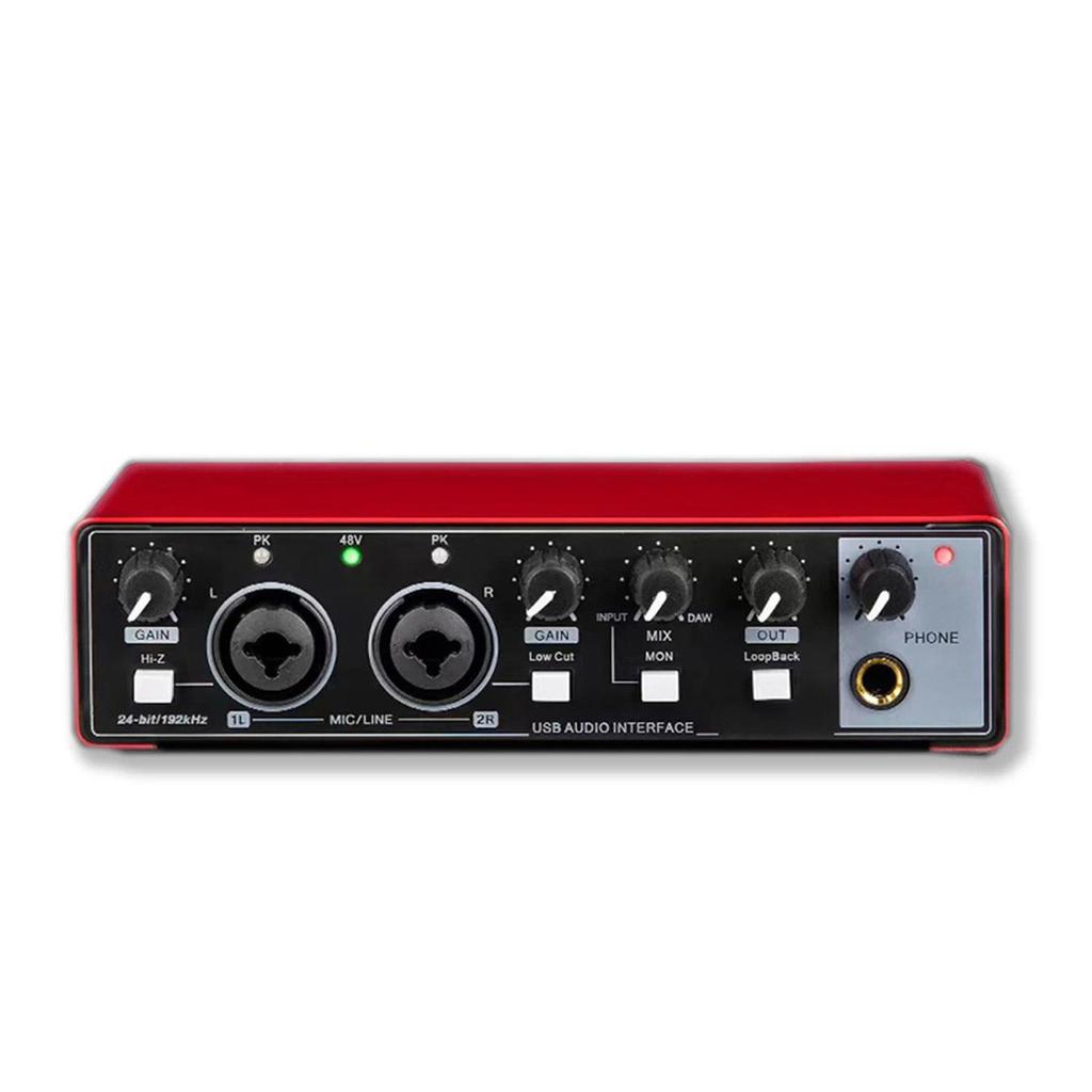 4-Channel Audio Interface with Dual External Microphone and Sound Card for Professional Recording and Music Bands