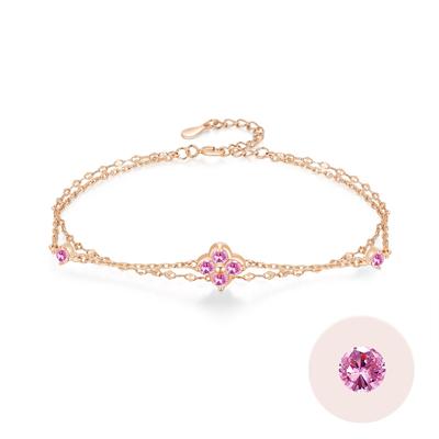 Tourmaline Bracelet Four Leaf Clover Silver 925 Metal Hypoallergenic 2 Row Bracelet October Birthstone Simple Present for Her FH.bird Women's [Lucky