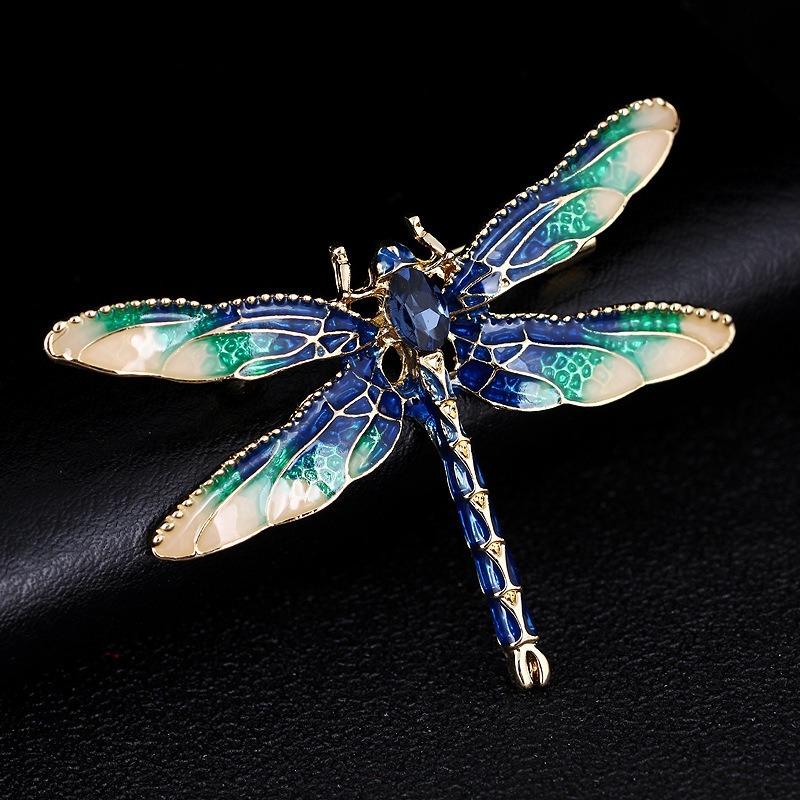 Fashion Crystal Vintage Dragonfly Brooch Large Insect Brooches for Women Pins Wedding Jewelry Accessories