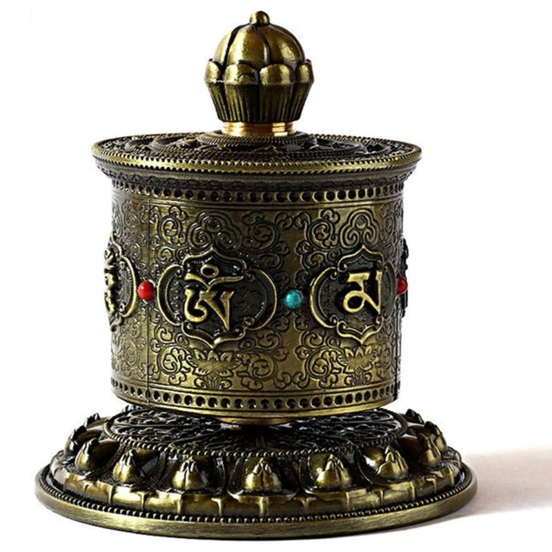 Tibetan Prayer Wheel Table Prayer Wheel Buddhas Scriptures Prayer Wheel for Praying Blessing Meditations Healings Yogas