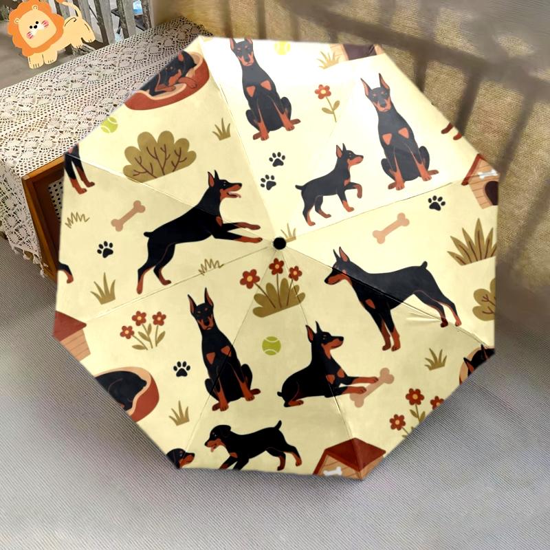 1 PC Automatic Folding Umbrella - Cute Dog Pattern, Portable & Foldable Design with 8 Ribs, Christmas Birthday Gifts