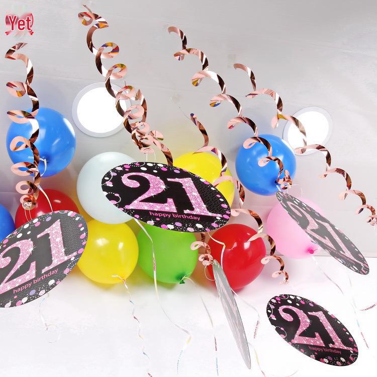 PVC Spiral Ornament Pendants for 18th, 30th, 60th Birthday Party Decorations