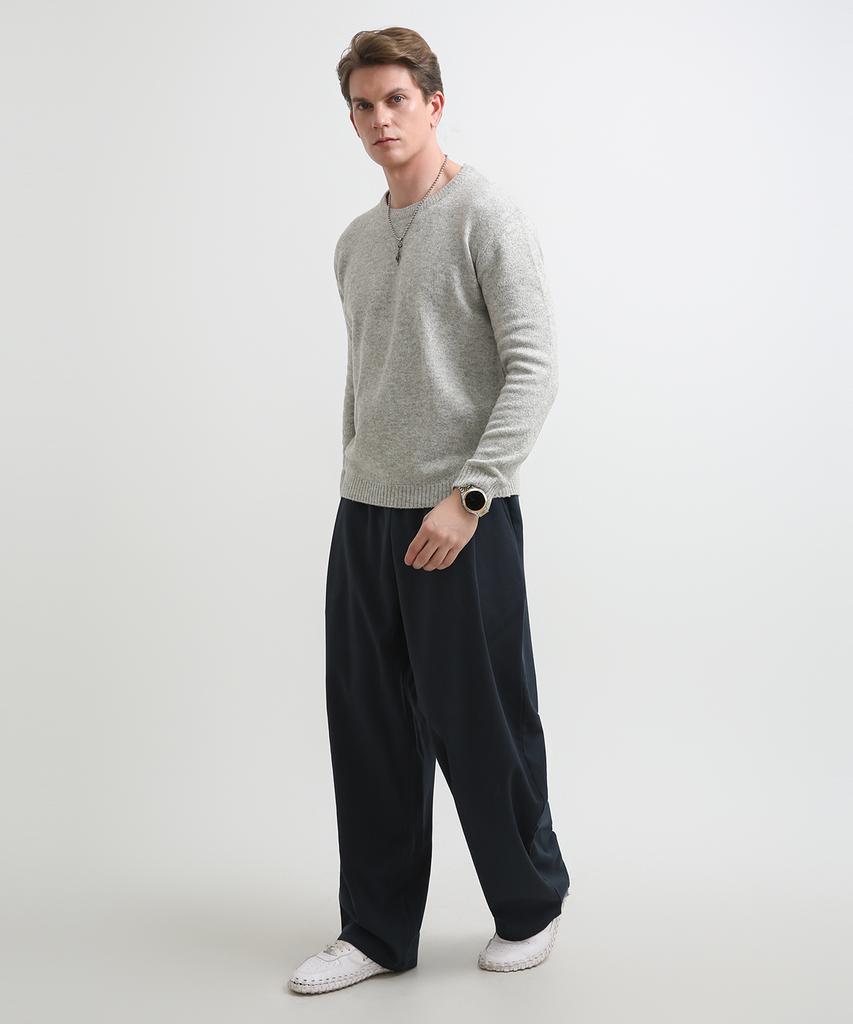 Seuteulaikeu Fine Blend Classic Crew Neck Knit (Light Grey)