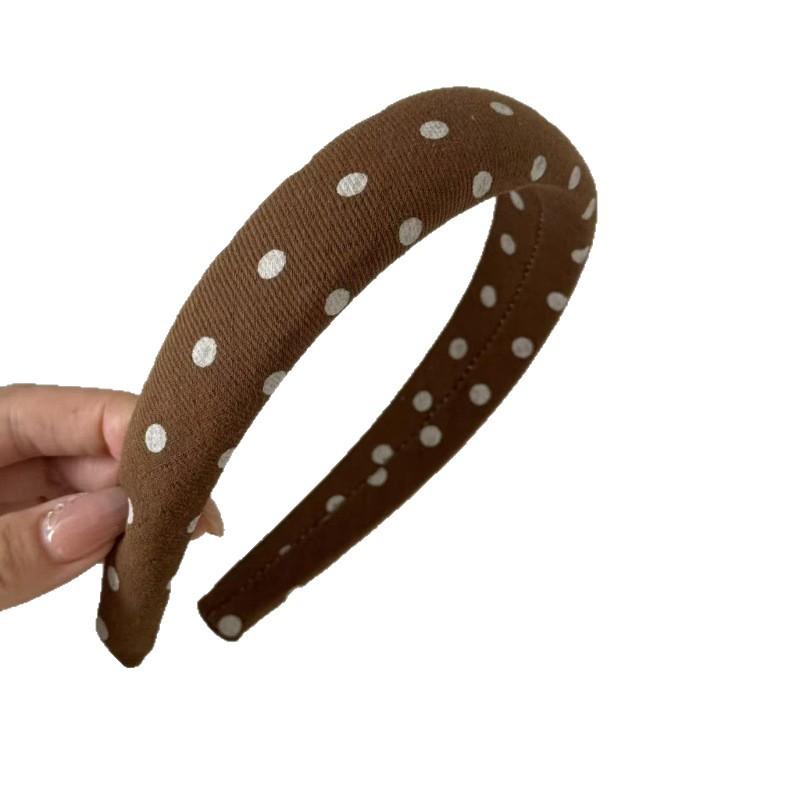 French Retro Polka Dot Velvet Headband Early Simple High Skull Top Headband Pressure Hair Card Versatile Hair Accessories