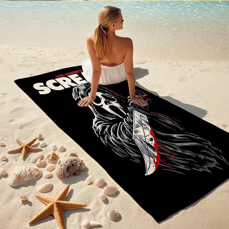 1Pc Scream Horror Icon Knife Beach Towel, Quick Dry, Multi-Use for Beach Pool Gym Yoga Home Travel, Christmas, Halloween, Xmas Gift M929192
