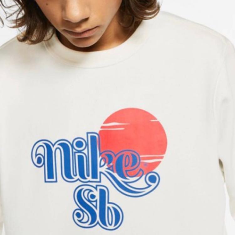 Nike Logo Print Crew Neck Pullover Sweatshirt Men Tops White BV0885-133
