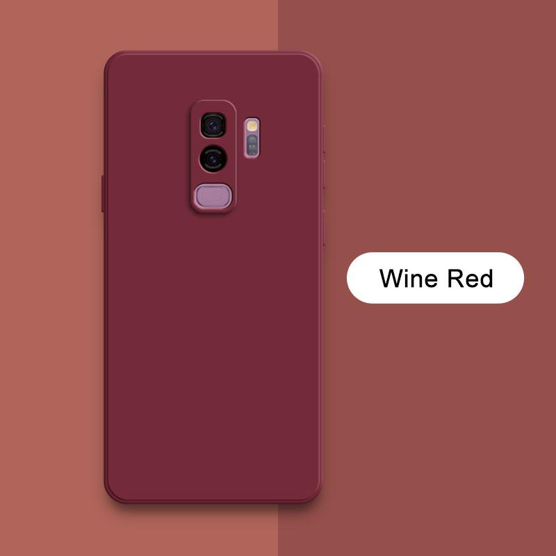 

Квадратный жидкий силиконовый чехол для задней крышки Samsung Galaxy S9 Plus, защитный мягкий противоударный чехол для камеры SamsungS9 S9Plus Funda Samsung S9 вино красного
