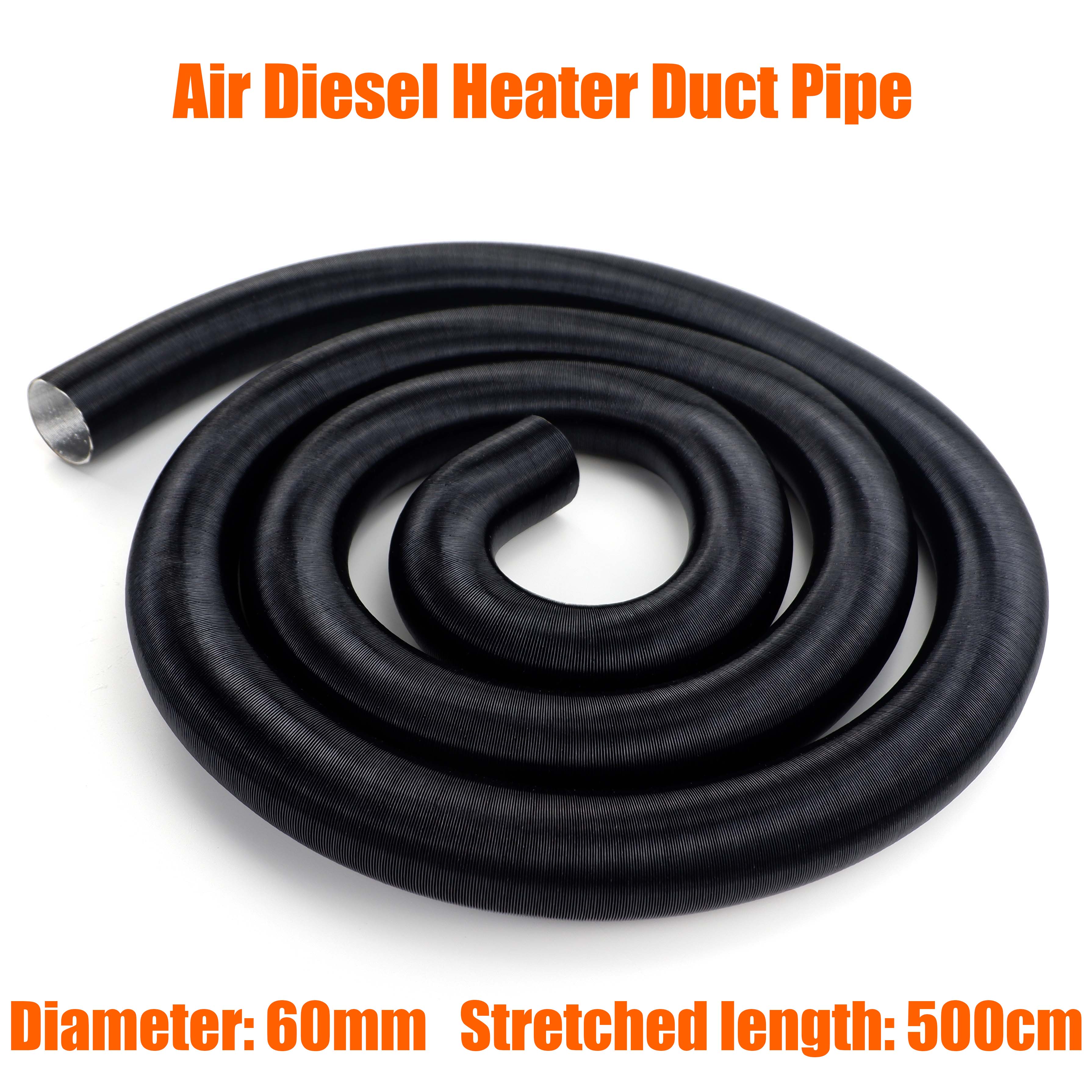 

60mm Stretched length 500cm Air Diesel Heater Duct Pipe Tube Hose Duct High Temp Resistant For Car Camper Truck Caravan
