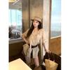 Kumikumi Old Qian Style Suit Stylish Long Sleeves Shirt Women's Autumn High Waist Slim Looking Casual Shorts Two-piece Set