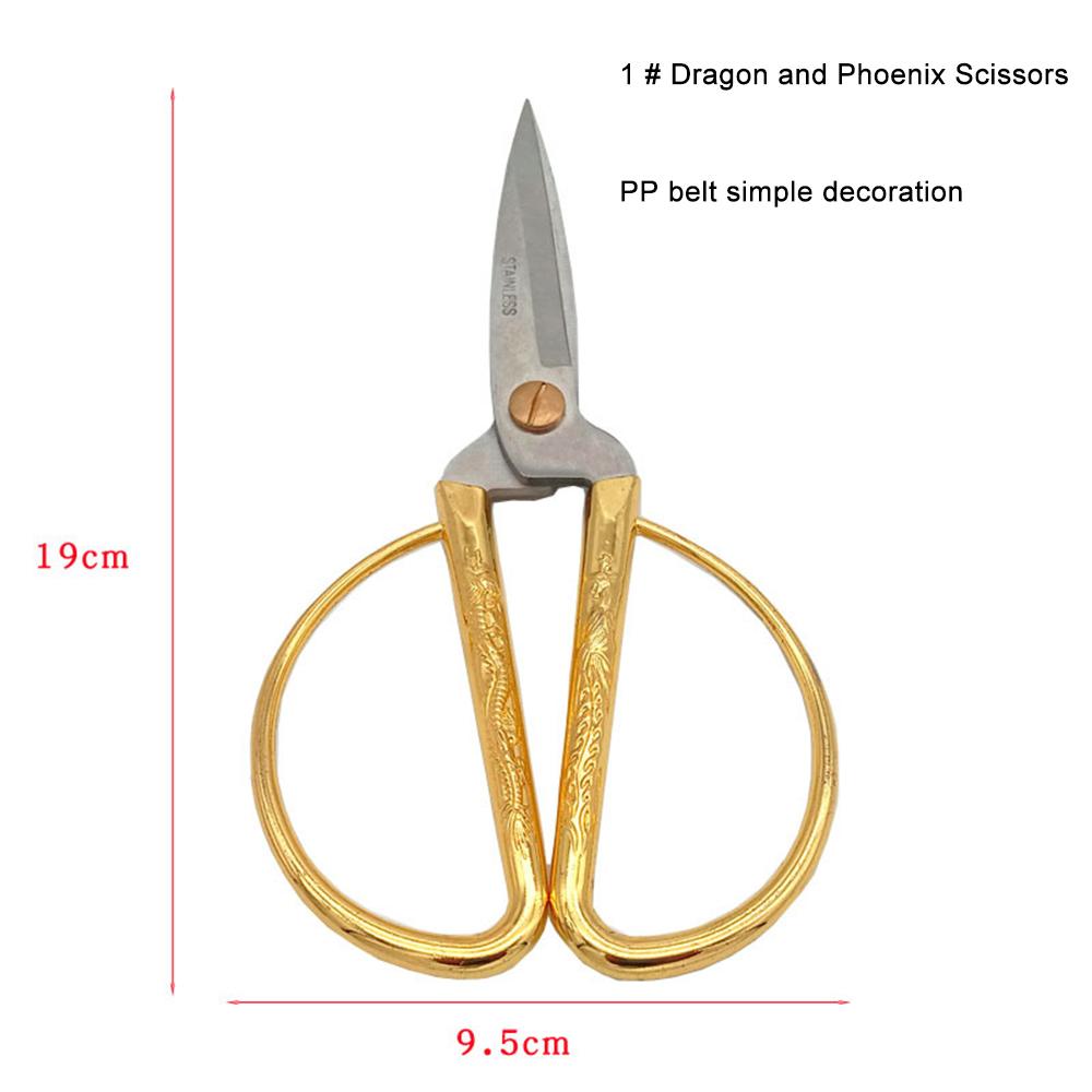 Stainless Steel Dragon and Phoenix Scissors Household Alloy Gold Scissors Ribbon-cutting Wedding Supplies Chinese Folk Custom