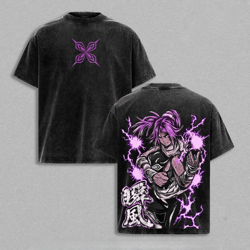 Shihouin Yoruichi Tričko Anime Vintage Prané Oversized Tričko Letní Krátký Rukáv Bavlněná Trička Topy Oblečení