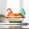 Chicken-Shaped Glass Candy Dish Hen on Nest Dessert Dish with Lid Funny Snack Bowl for Fruits Salads Home Table Decor