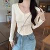 1 * 1 thread 210g, cotton 93% elastane 7% autumn and winter thin zipper V-neck slim fit solid color bottoming shirt top