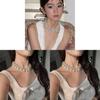 French Pearl Necklace Geometric Design Handcrafted Org Glass Pendant For Women