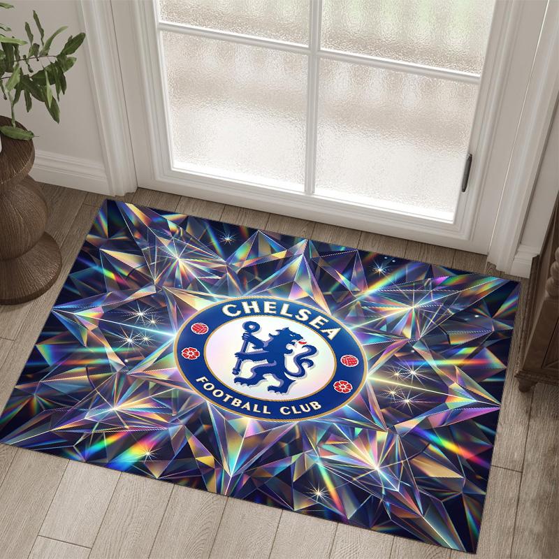 Chelsea FC Tasarımlı Kristal Kadife Halı Rahat Non?Yatak Odası Oturma Odası Girişi İçin Kaymaz Desenli Halı
