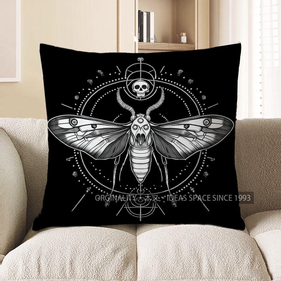 Home Decor Skull Moth With Geometric Magic Throw Pillow Pattern Cushion Cover Suitable For Sofa Bedroom Car Pillow Cover