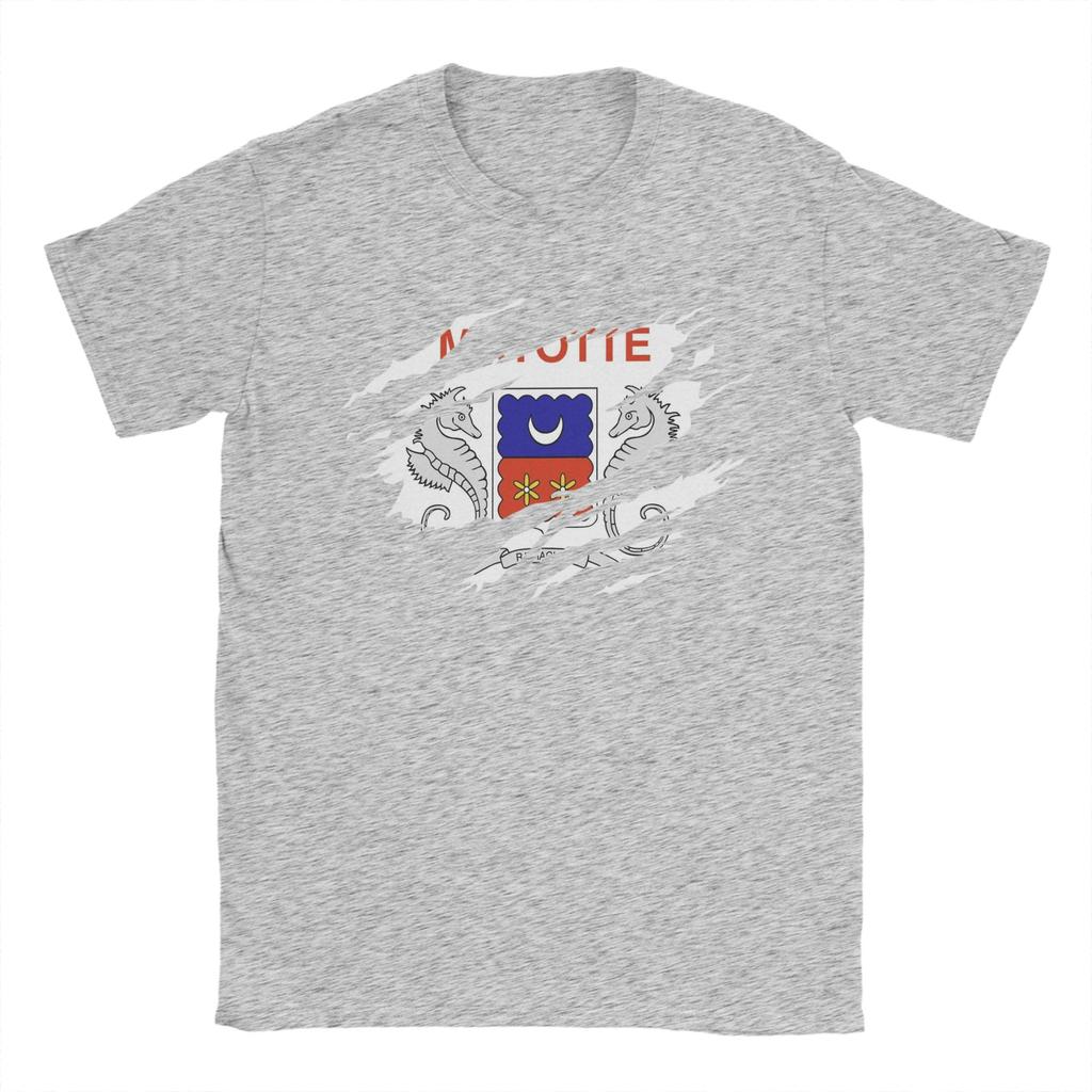 Mayotte Flagge T-Shirts Unisex 100% Baumwolle Neuheit T-Shirt Rundhals T-Shirts Kurzarm Kleidung Bedruckt