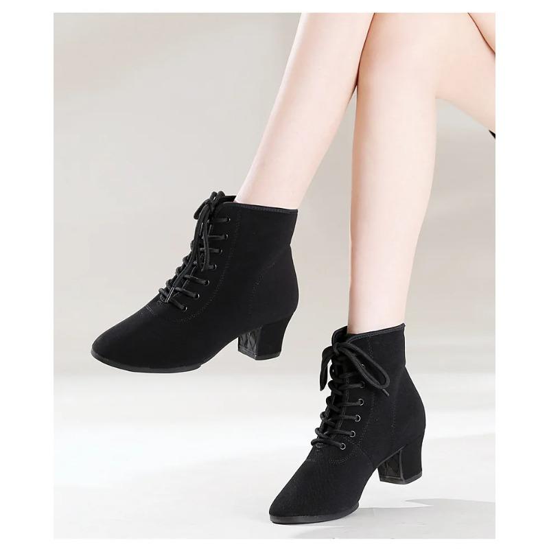 Damen Latin Ballroom Schuhe Tango Jazz Salsa Tanzen Hohe Absätze Trainingsschuh Mädchen Modern Social Dance Sneaker Stiefel