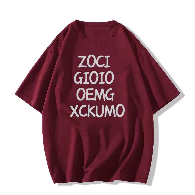 2025 Trendy Women's Pure Cotton Short Sleeve T-Shirt: European & American Style, Loose Straight-Shoulder Design