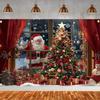 Santa Claus Window Snow Themed Banner Decoration Backdrop, Christmas Birthday Party, Home Decoration Photography Backdrop Cloth