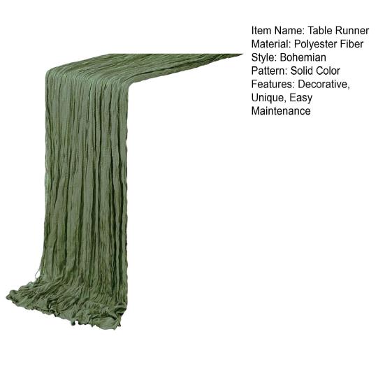 Nordic Pleated Table Runner Textured Gauze Fabric Decorative Tablecloth for Wedding Party Decor Wrinkle Napkins Placemats Elegant Photography Backdrop