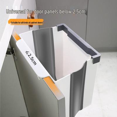 Foldable Wall-Mounted Kitchen Trash Bin: Hanging Hygiene Bucket for Cabinet Doors