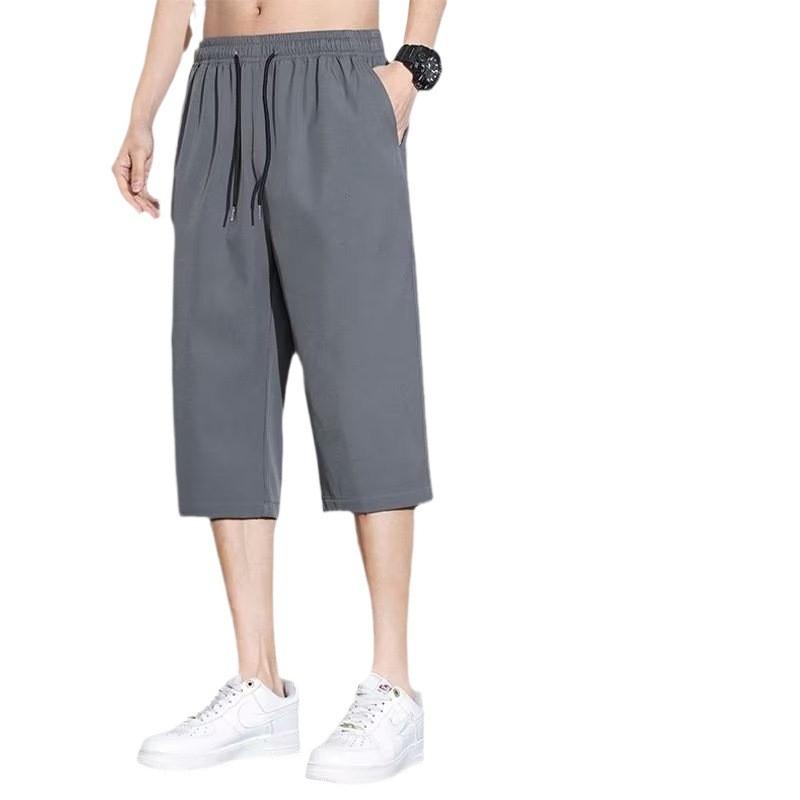 Summer Mens Ice Silk Casual Pants With Drawstring For Sports Wear And Teen Fashion