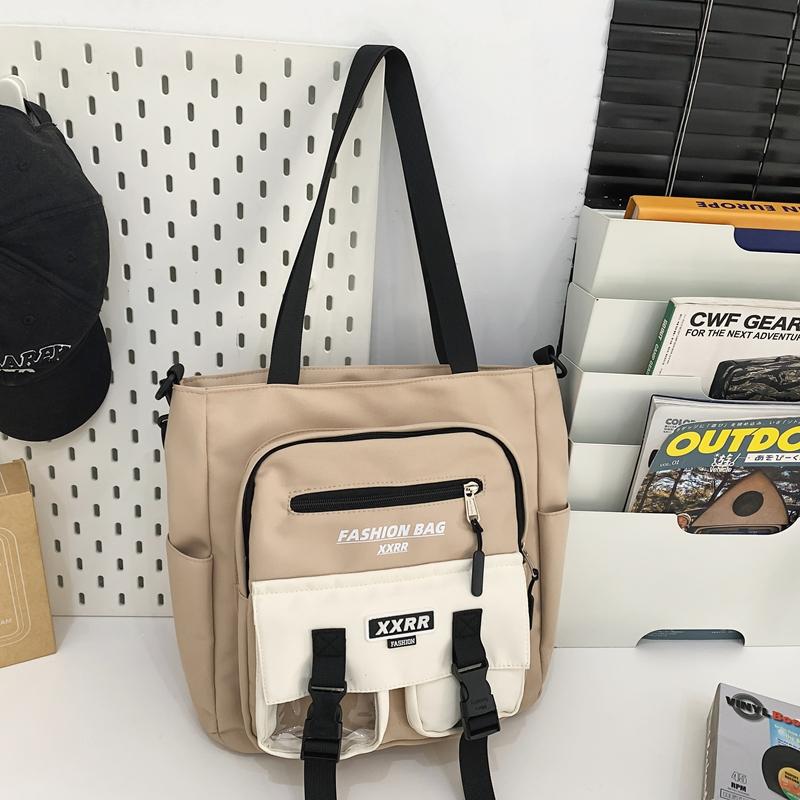 Women's Handbag Color Block Men's Messenger Bag Large Capacity Student Class Shoulder Bag
