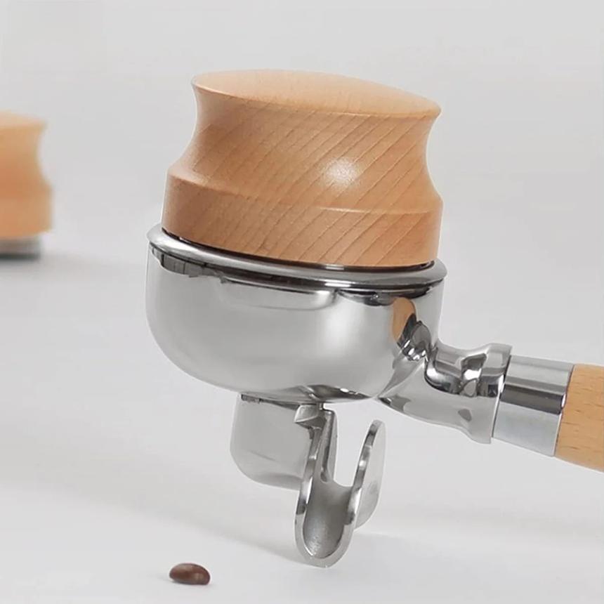 Coffee Tamper, Professional Espresso Hand Tampers 51/53/58mm, Adjustable Depth, Stainless Steel Coffee Tamper with Beech Wooden