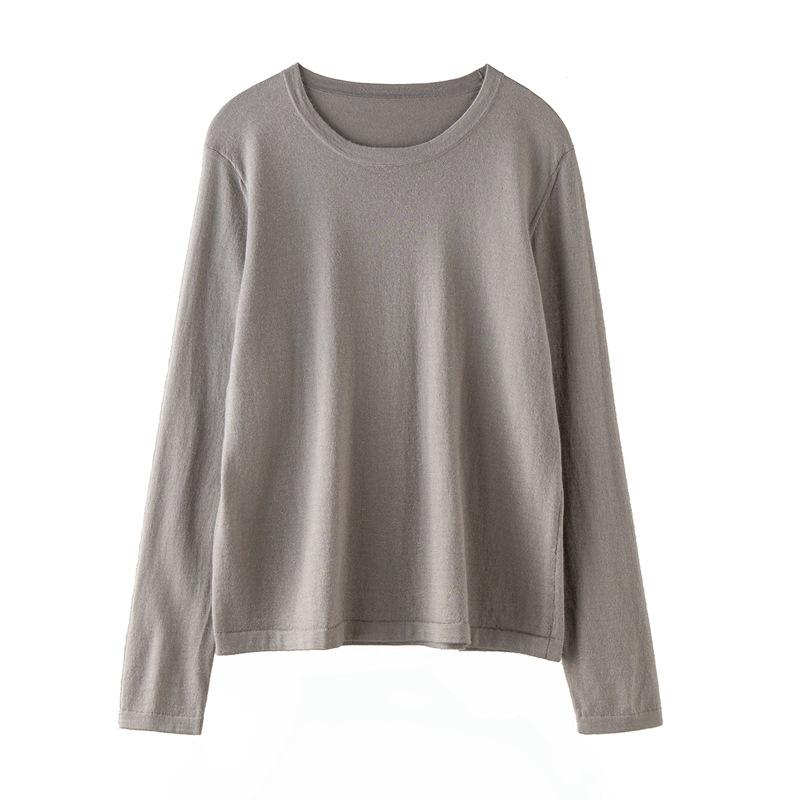 Yangzi Zhang Women's Versatile Fine Knit Wool Sweater - Loose Fit, Round Neck, Long Sleeve