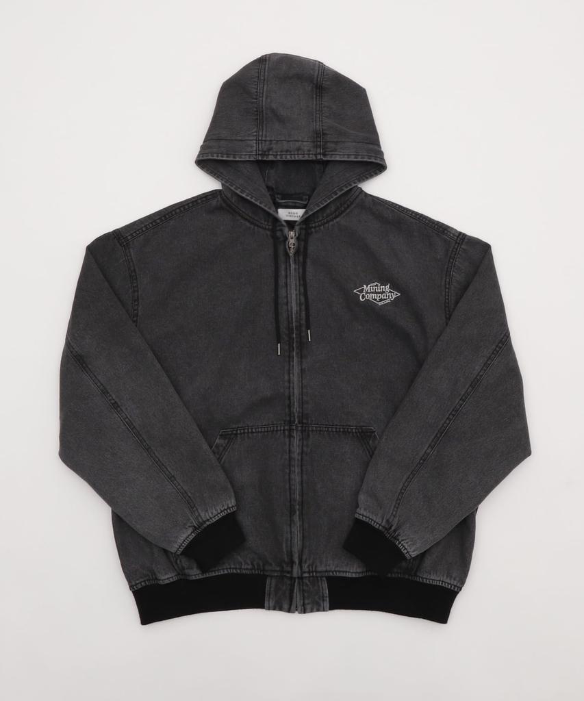 WEGO Workers Hooded Size Denim Sonata Blouson, Men's, L, Black,