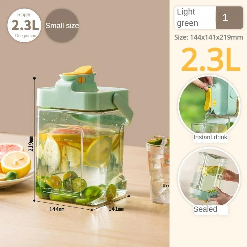 

3,5 л летняя бутылка для холодной воды, большой диспенсер для напитков со льдом, емкость для холодильника, чайник с наклейкой на кран, кувшин для напитков 2.3L зелёный