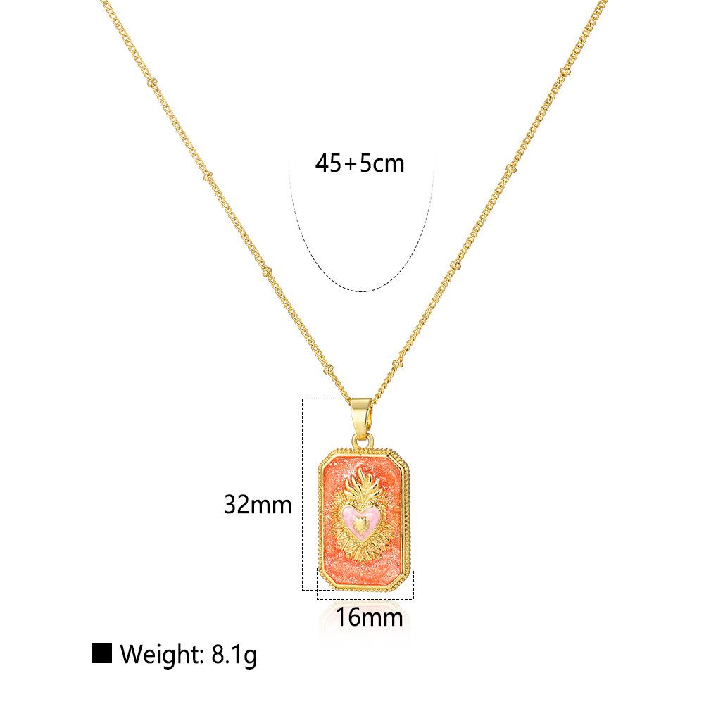 Light Luxury Square Colored Oil Drop Love & Universe Tarot Pendant Necklace, Individual Frigid Pendant