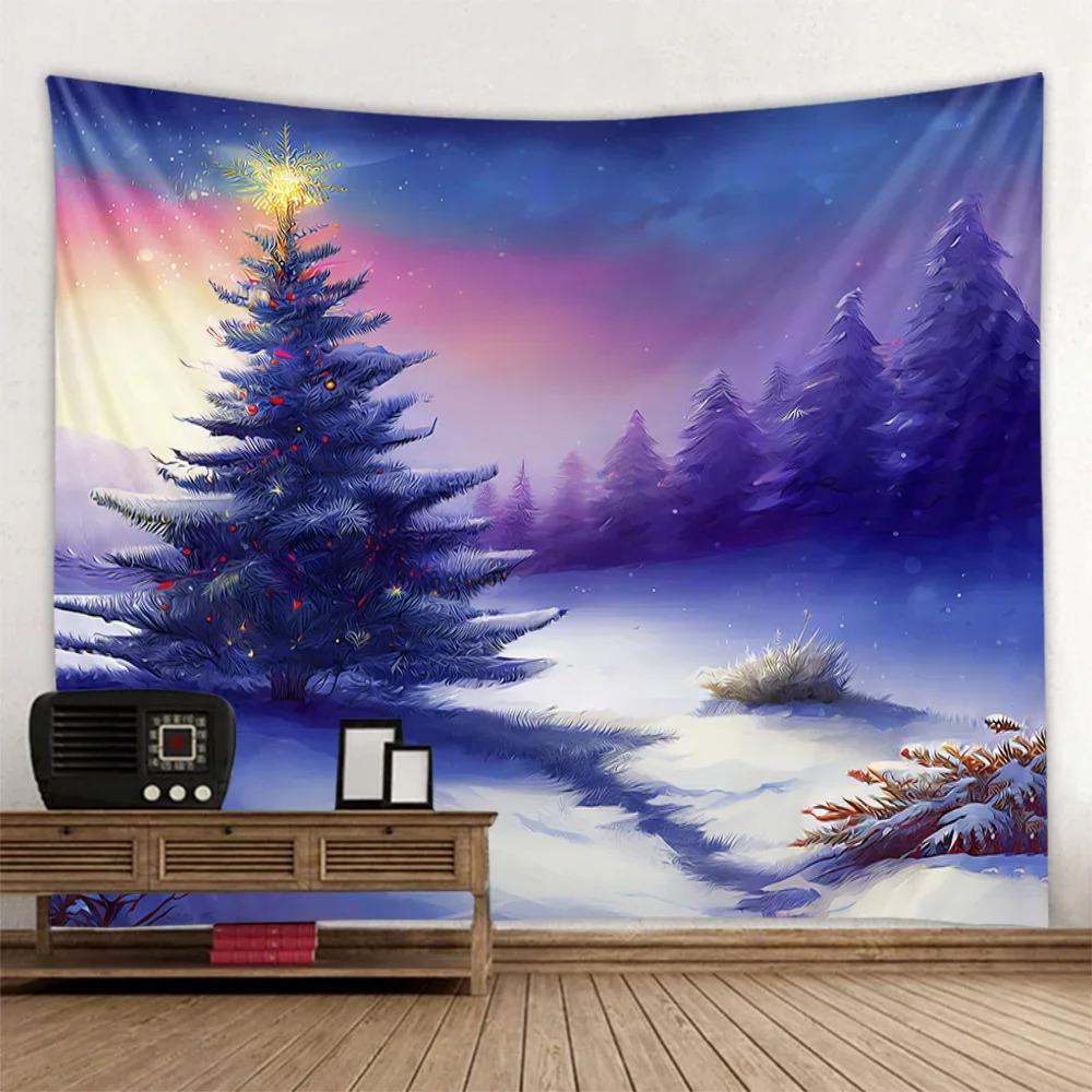 Christmas Winter Snowy Forest  Wall Hanging Tapestry Christmas Wall Hanging Tree Wall Hanging Gorgeous Christmas Tree Fireplace Gifts