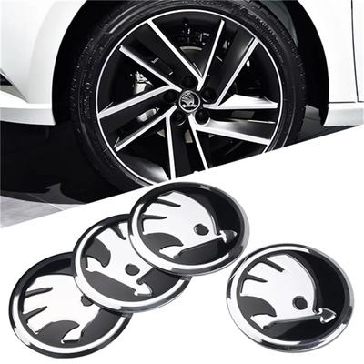 New 4pcs 56mm Car Emblem Wheel Hub Caps Center Cover Sticker Decoration For Fabia Octavia Karoq Kodiaq Kamiq Superb Rapid