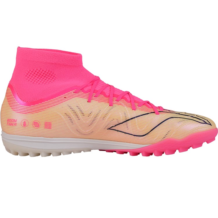 Li Ning TF Turf Synthetic Leather Cushioning Slip Resistant Abrasion Resistant Soccer Shoes Men's Pink Ocean YSTU047-6