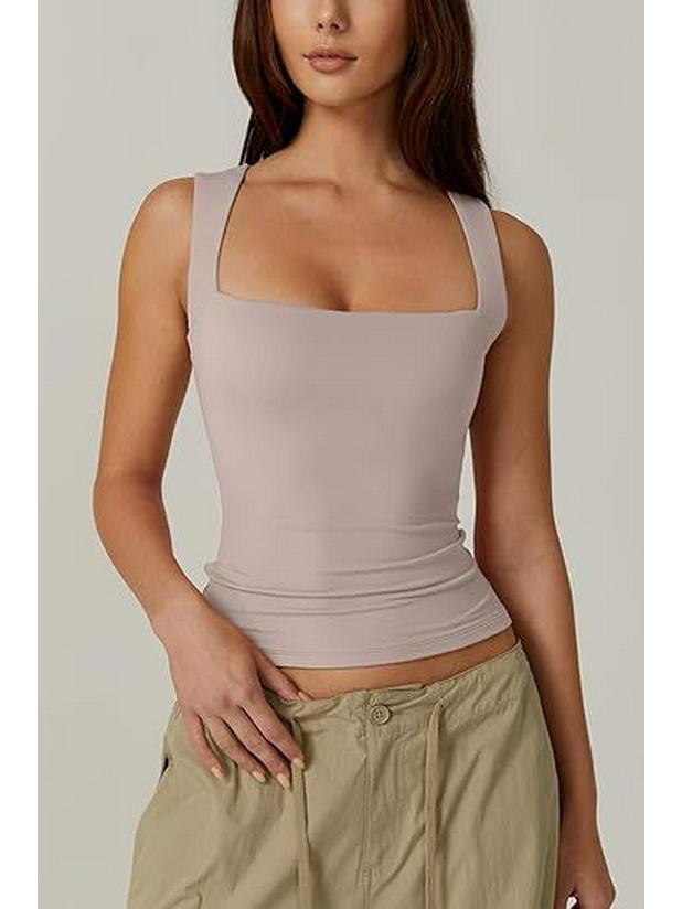 European & American Street Style Square Neck Slim Tank Top - Women's Fashion Base Layer 2025