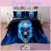 Premium 3d Blue Fire Skull Duvet Cover Pillow Cases Quilt Cover Bedding Set For All Sizes