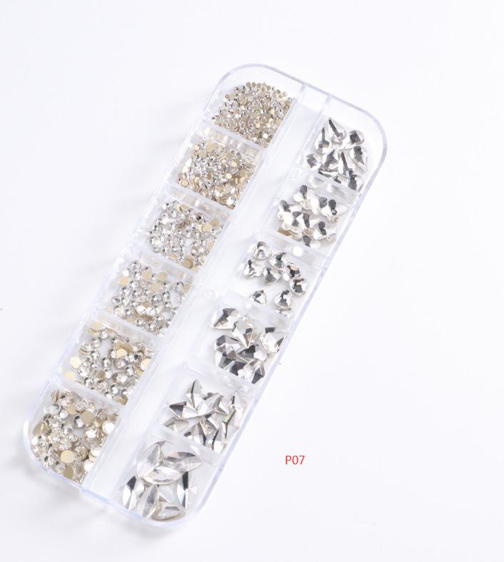 Nail Art Jewelry, Maillard Color Pearl Flat-Bottomed Diamond Steel Ball Diy Nail Jewelry Mixed
