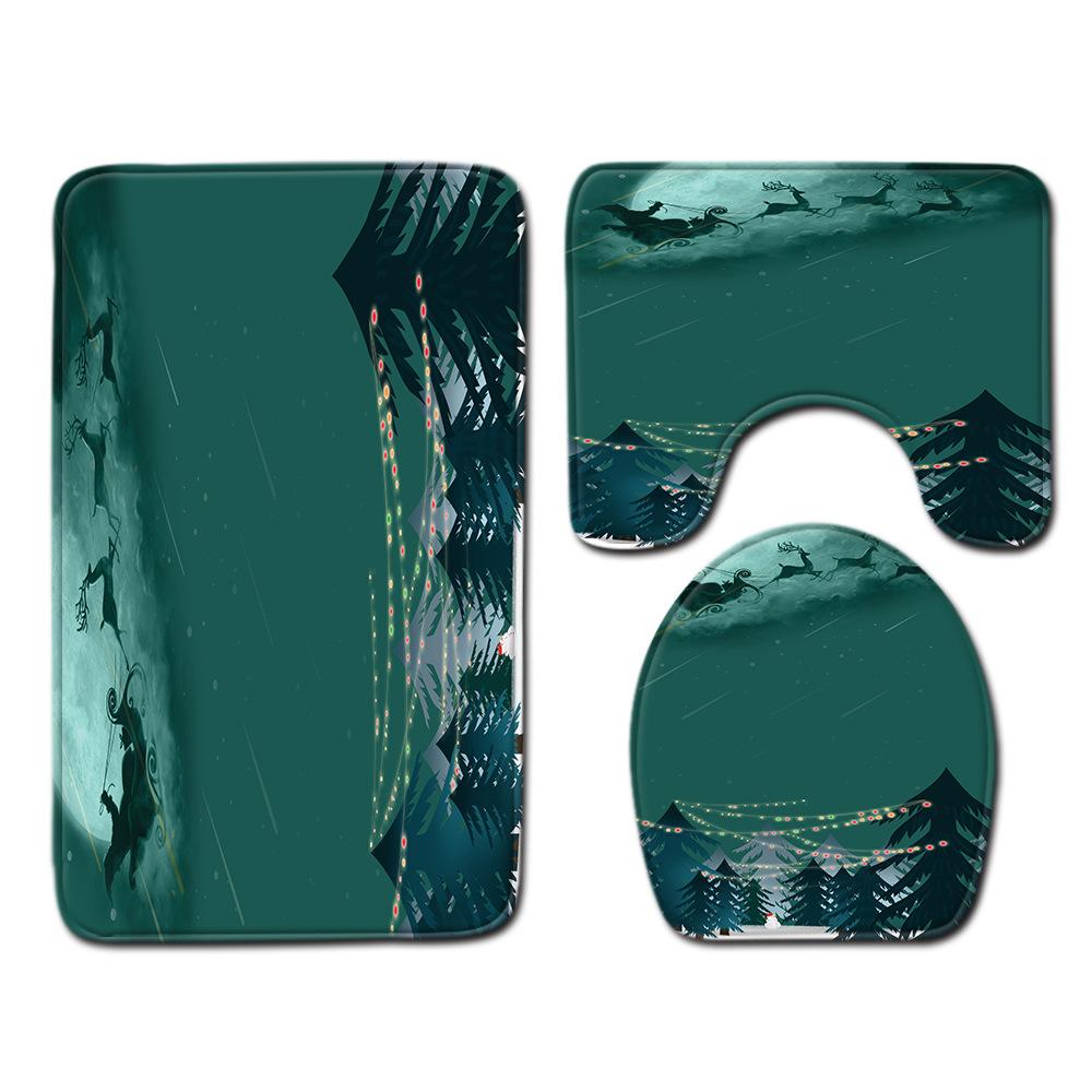 

Рождественский коврик для ванной, туалетный трехпредметный набор 45cmx75cm