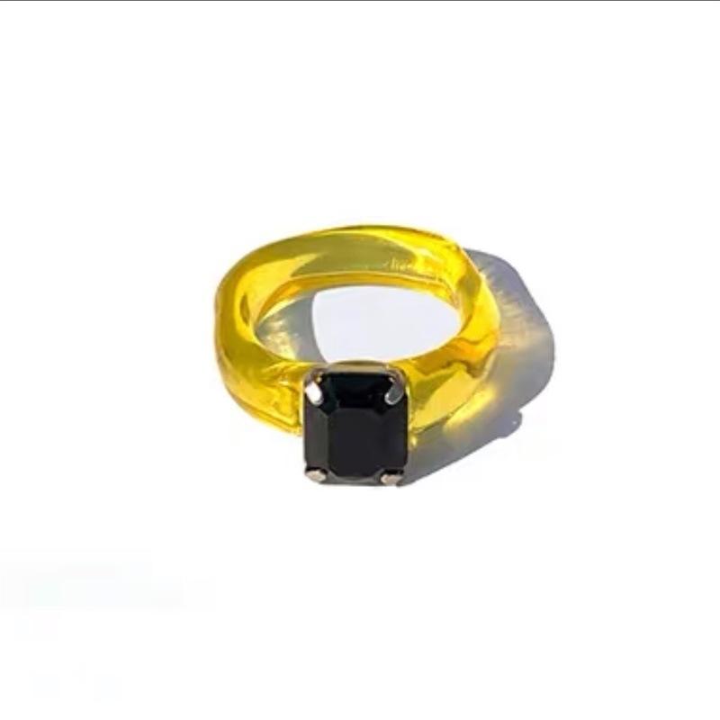 New Fashion Colorful Acrylic Rhinestone Resin Rings For Women Girls Korean Transparent Geometric Square Round Rings Jewelry 2026