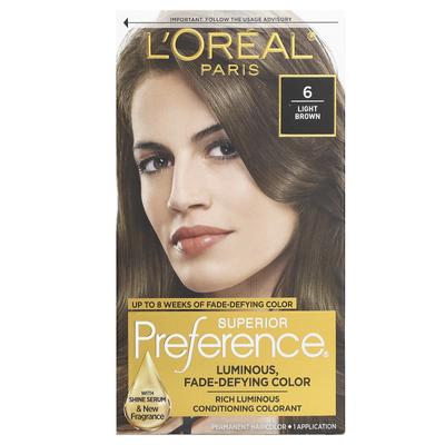 L'Oréal, sehr begehrenswerte und lichtechte Farbe, hellbraun Nein. 6, eine Anwendung