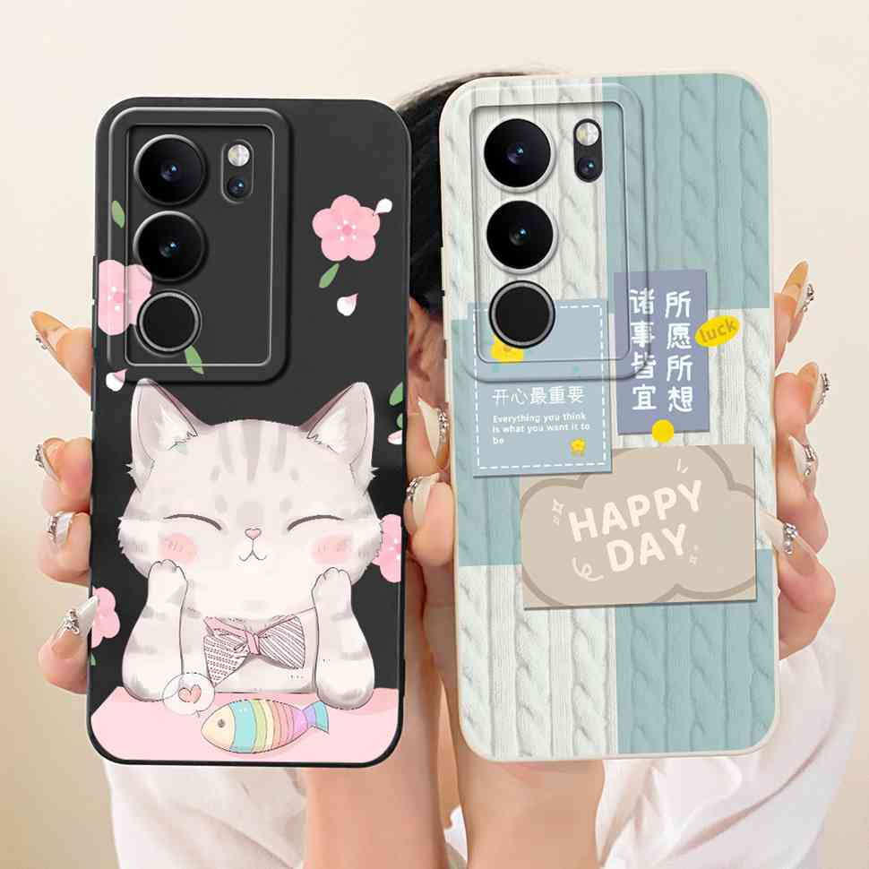 For Vivo S17 V2283A Case Cute Cartoon Cat Butterfly Silicone Back Cover For Vivo S17 S17 Phone Protection Cases Fundas