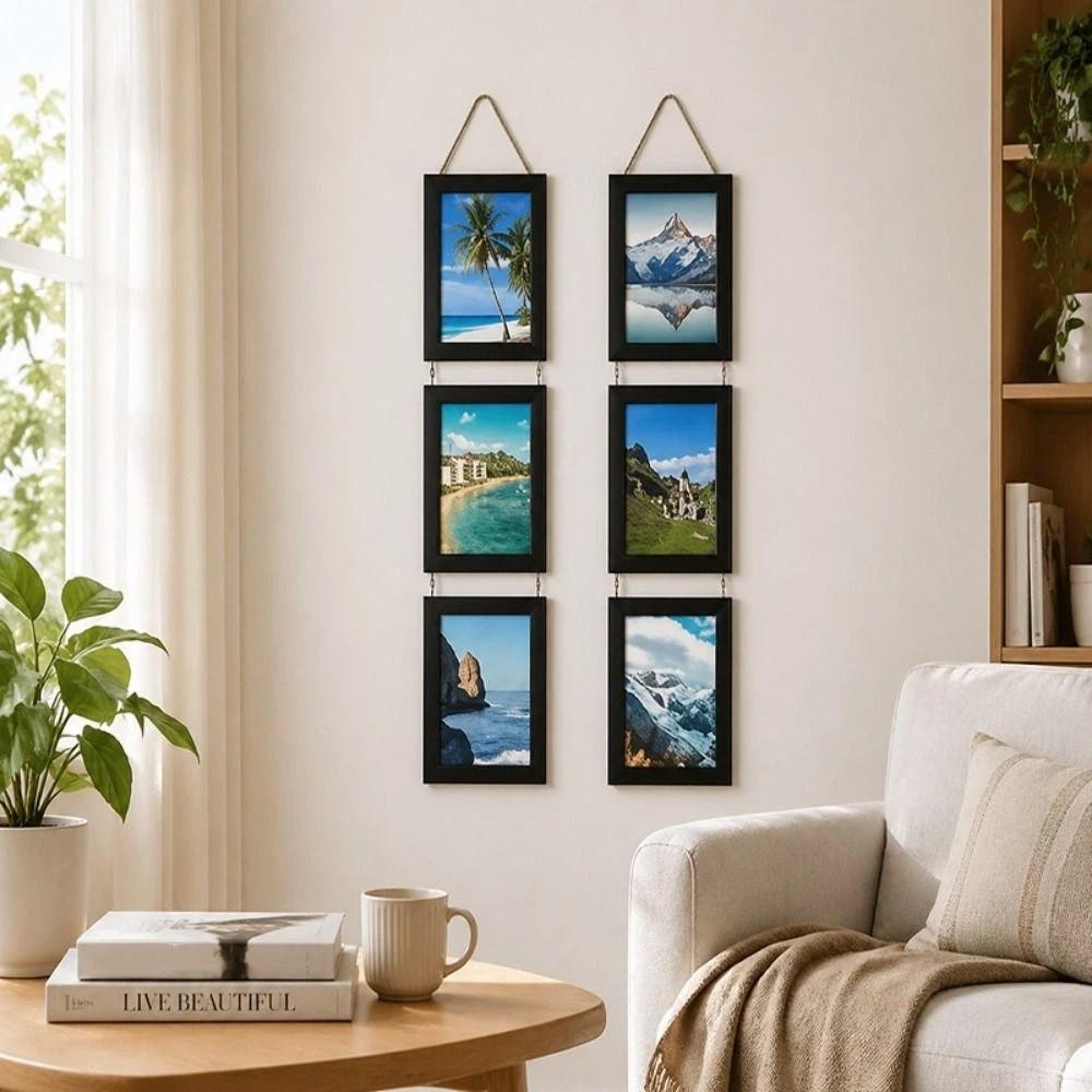 Stile Rustico Pittura Murale Cornice per Foto Portafoto Collegato Cornice per Ritratti di Famiglia Decorazione da Parete