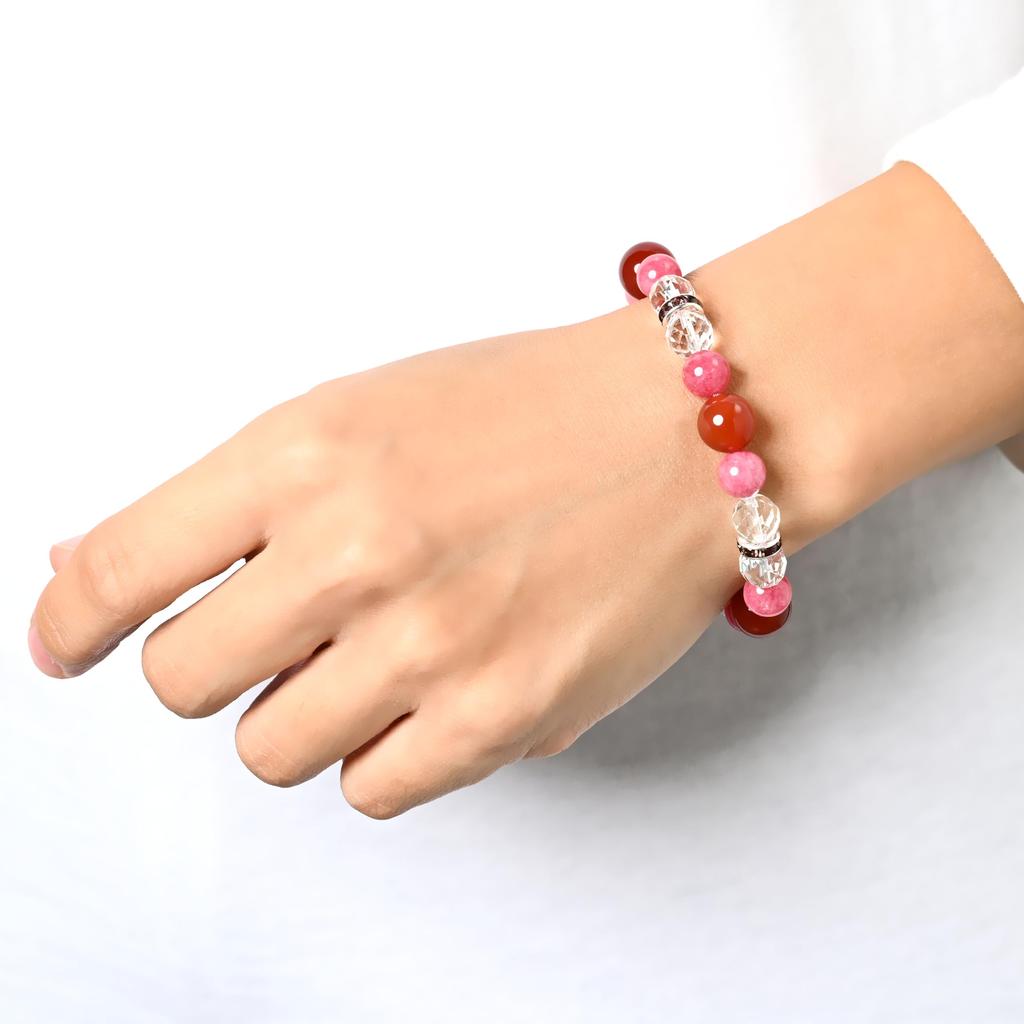 Love Fulfillment and Good Luck Bracelet Inca and Quartz Natural Stone Bracelet Good Luck with Business and Luck Improvement Heart Chakra Doubles
