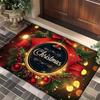 Bell Merry Christmas Carpet Bathroom Mat Anti Slip and Retro Absorbent Mat Door Mat New Year Party Red Home Decoration Carpet