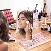 Rotatable Mirror LED Makeup Mirror Brush Set Mini Cosmetic Brushes Pocket Mirror  Dormitory